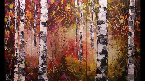 Birch Trees Paintings On Canvas Art By Lena Youtube