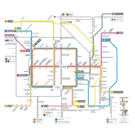 Kaart Van De Brusselse Metro Metrolijnen En Metrostations Van Brussel