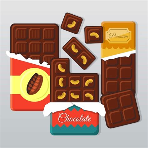 Ilustración Plana De Barras De Chocolate Vector Premium