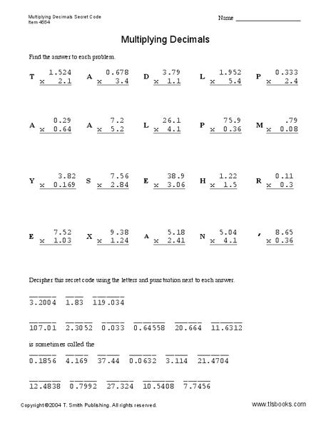 Fifth Grade Decimals Multiplication Worksheet 15 Best Images Of Long