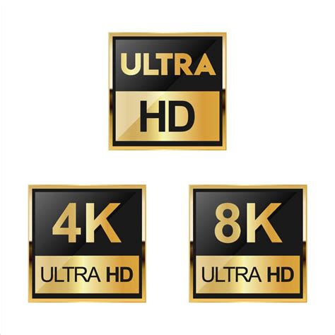 Collection Of Full Hd 4k 8k And Ultra Hd Icons 3571258 Vector Art At