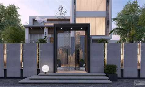 Villa entrance on Behance | House fence design, Front wall design, Gate