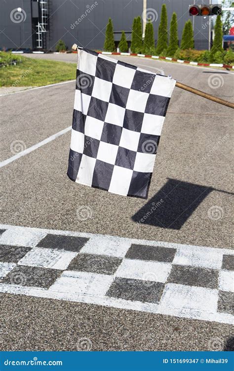 The Finish Line And Checkered Flag Racing Finish The Race Stock Image