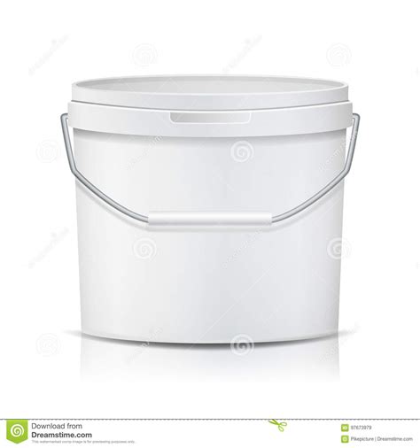 White Bucket Vector Blank Plastic Tub Bucket Container