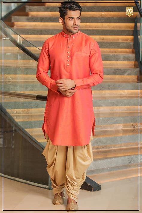 A Vibrant Orange Pathani For The Royal Look Fashion Suits For Men