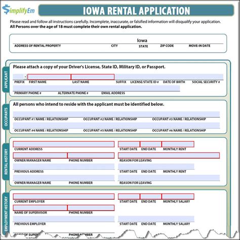 Iowa Rental Application
