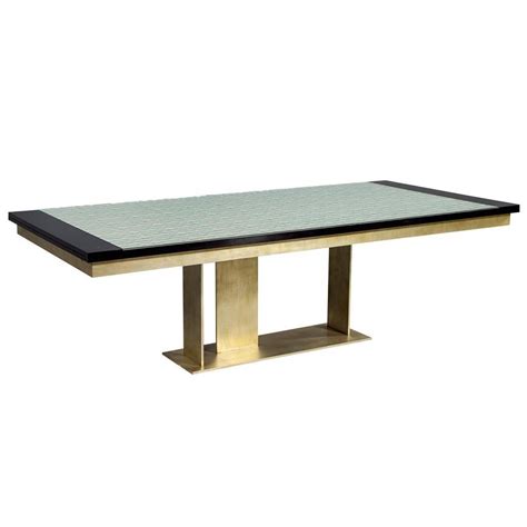 Custom Porcelain Modern Dining Table With Brass Finished Base By Carrocel For Sale At 1stdibs