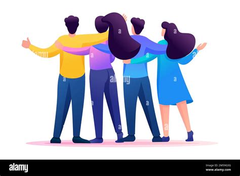 Meeting friends, friends are standing in an embrace, joy, friendship