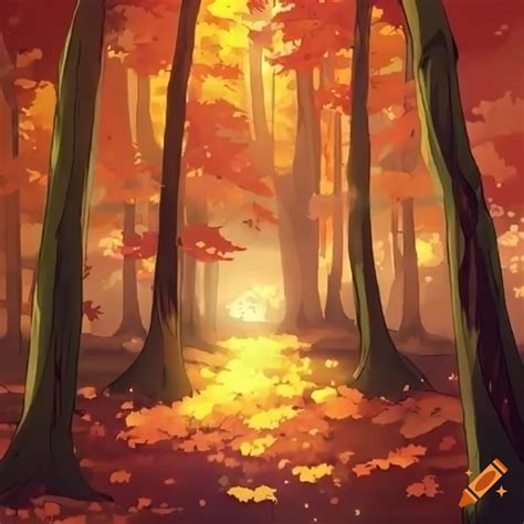 Anime Style Autumn Forest Artwork On Craiyon