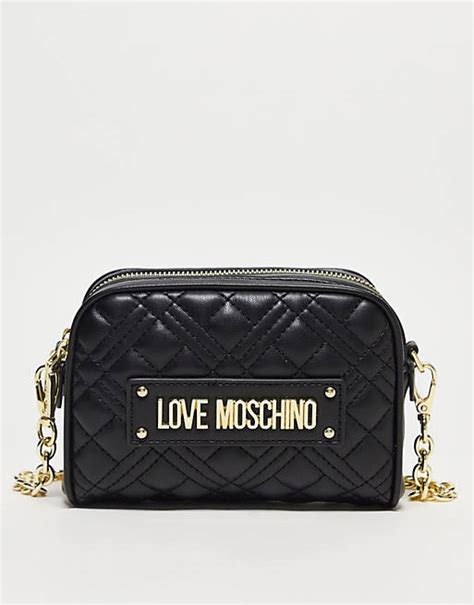 Love Moschino Small Quilted Cross Body Bag In Black Asos