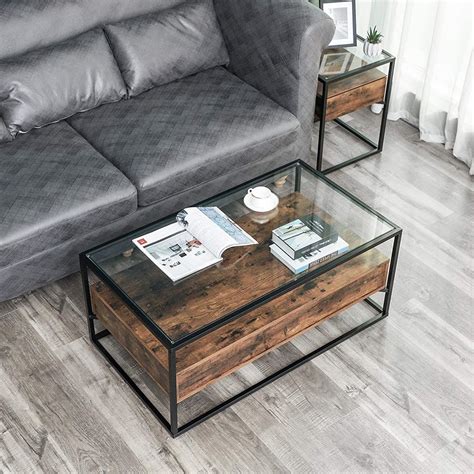 Biete meine tv bank mit zwei einlegeböden und zwei schubladen mit drucköffner. Couchtisch / Bank mit Schubladen rustikal braun LCT31BX ...