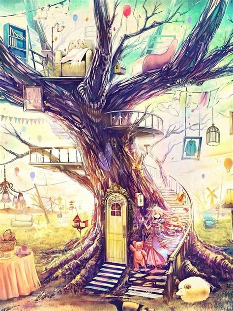 Treehouse Anime Art Beautiful Art Wallpaper Fantasy Art