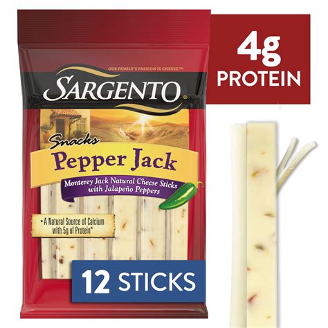 Sargento Pepper Jack Natural Cheese Snack Sticks 12 Count Walmart