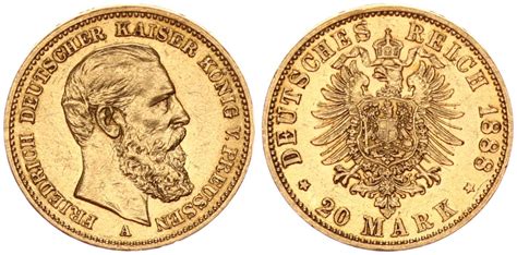 Deutsches Kaiserreich Preussen 20 Mark Gold Preußen 20 Reichsmark
