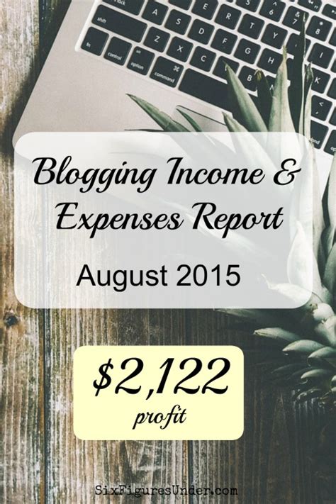 Blog Income Details August 2015 Six Figures Under
