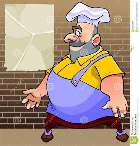 Cartoon Chef Stands Next To The Wall With An Empty Menu Stock Vector