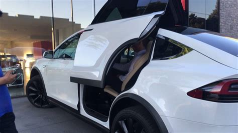 Model X Falcon Wing Door Opening In A Tight Spot Youtube