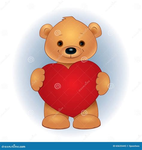 Brown Teddy Bear Holding Heart Cartoon Vector 65635445