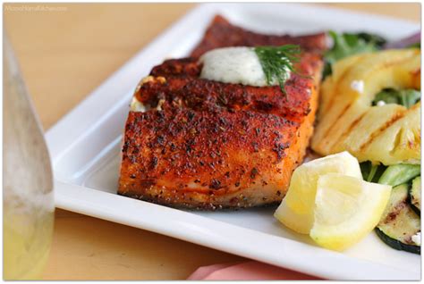 Grilled Blackened Salmon With Creamy Cucumber Dill Sauce Mama Harris