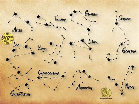 12 Zodiac Constellations Svg Zodiac Constellation Svg Zodiac Svg