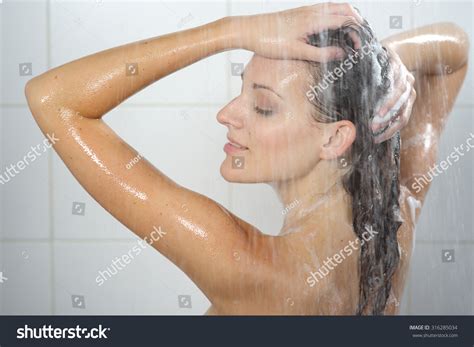 Beautiful Woman Standing Shower Stock Photo Shutterstock