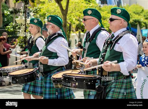 Marching Band St Patricks Day Parade Brisbane Australia Stock Photo