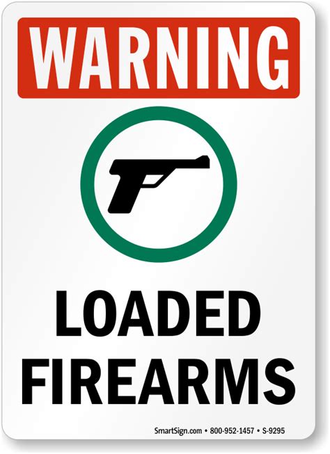 Loaded Firearms Sign With Gun Symbol Osha Warning Signs Sku S 9295
