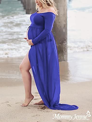 Mommy Jennie Maternity Dress Off Shoulder Long Sleeve Split Front
