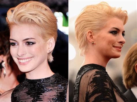 Anne Hathaway Bleaches Her Hair Blonde Vh Pixie Cut Styles Short