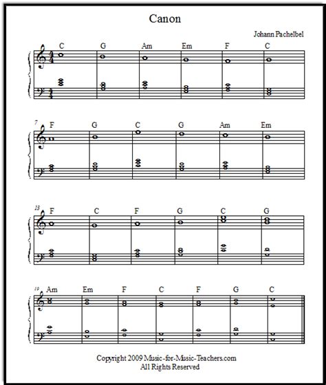 Here's a free piano sheet the canon in d for beginners. The Pachelbel Canon in D for Beginners Free Printable Sheet Music