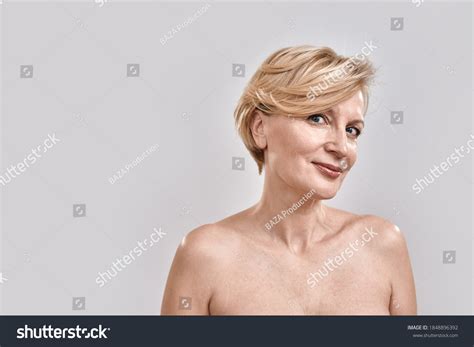 Portrait Beautiful Naked Middle Aged Woman Stock Photo