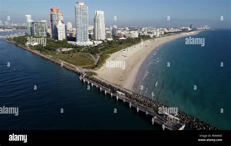 Aerial View Of South Pointe Park And South Beach Miami Beach Florida