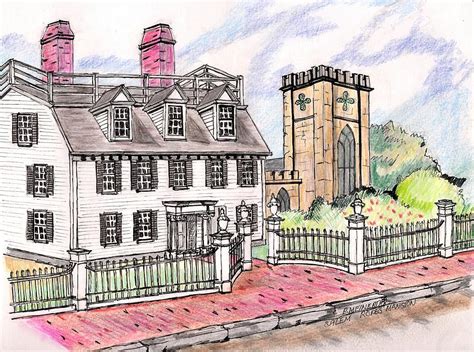 Ropes Mansion Salem Ma Drawing By Paul Meinerth Fine Art America