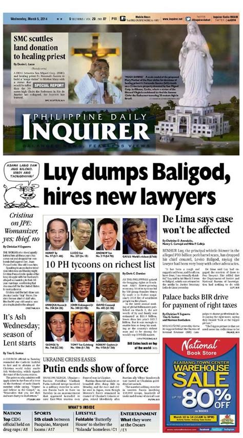 In Case You Missed Todays Mar 5 2014 Inquirer Front Page