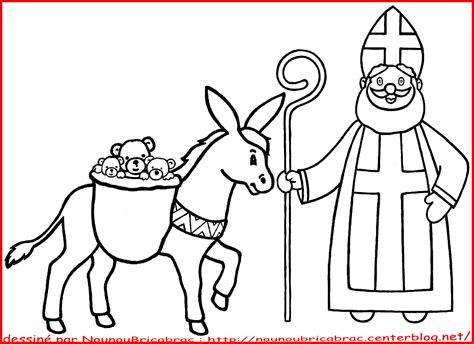 Saint Nicolas et son âne... à colorier