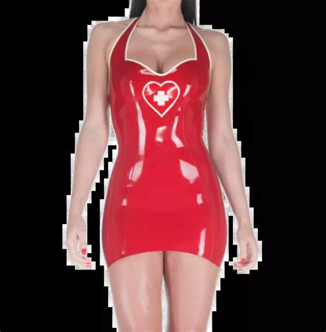 LATEX KLEID GUMMI Club Cosplay Sexy Uniform Rot Schlinge Mini Dresses Mm PicClick