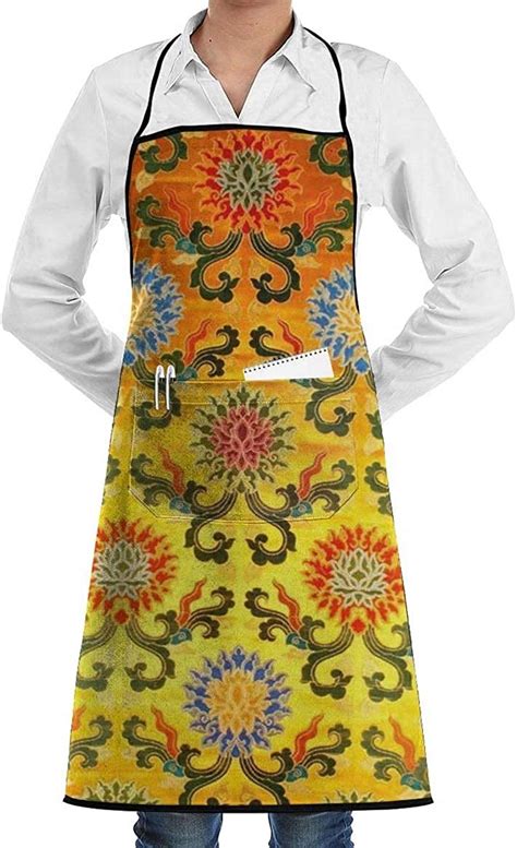 Indian Flower Men Women Waterproof Kitchen Apron With 1 Pocket For Cooking Bbq Waiter Amazon