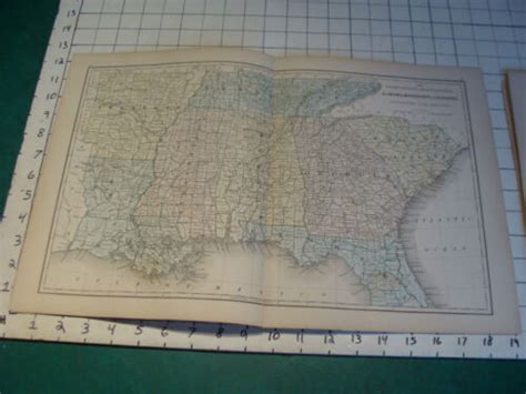 Vintage Original 1866 Mitchell Map Southern States Map 12 Aprox 19 X