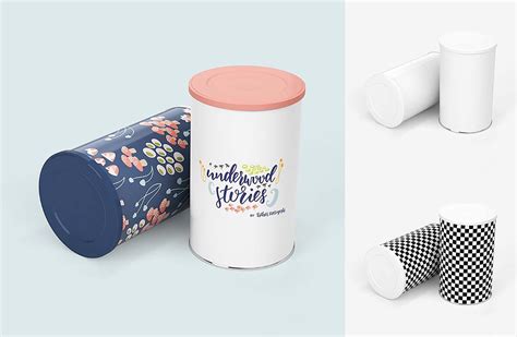 High level of detail and incredible simplicity of use. 3 Free Tin Canister Mockups