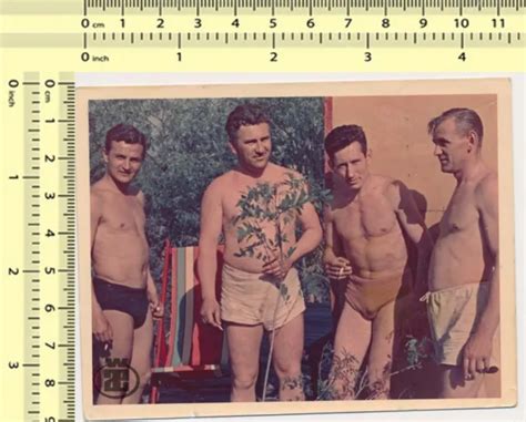 Shirtless Men In Trunks Bulge Guys Males Group Beach Vintage Photo Original Picclick