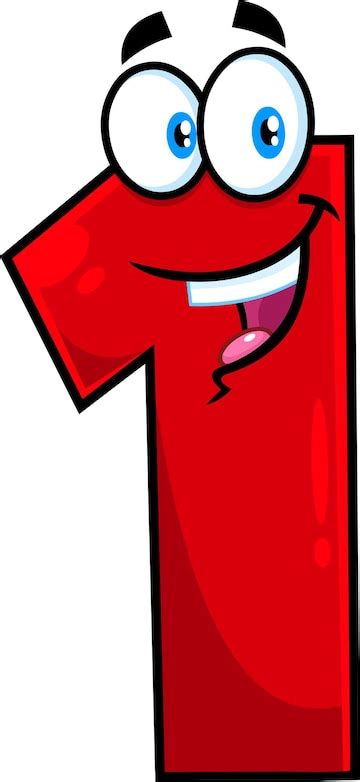 Premium Vector Funny Red Number One 1 Cartoon Character Vector Hand