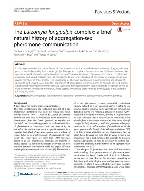 pdf the lutzomyia longipalpis complex a brief natural history of aggregation sex pheromone