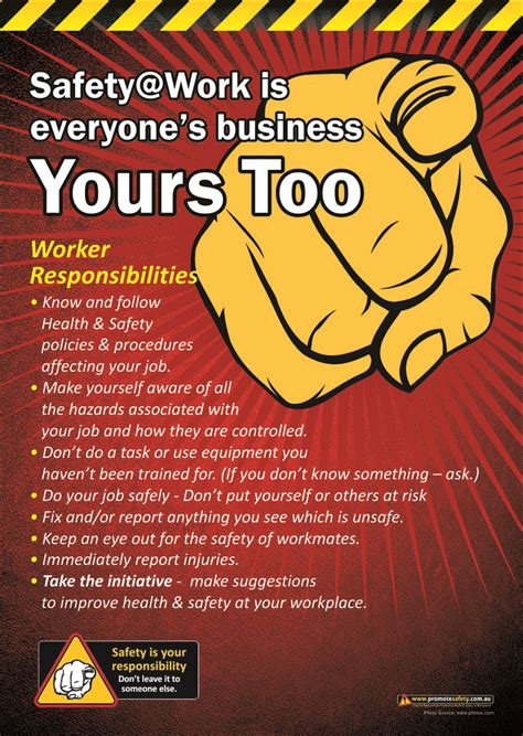Workers Responsibility 1 Safety Posters Promote Safety Workplace
