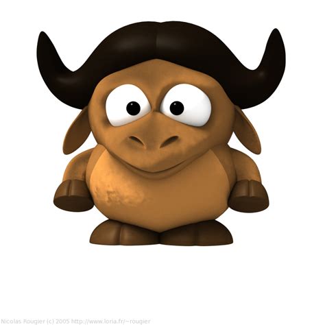 3d Baby Gnu And Tux By Nicolas Rougier Gnu Project Free Software