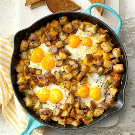 Baked Cheddar Eggs And Potatoes Recipe Taste Of Home
