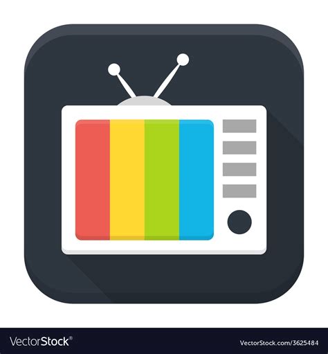 Tv Show Flat App Icon With Long Shadow Royalty Free Vector