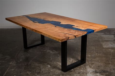 Sycamore Wood Epoxy River Table 78 City Trees Furniture