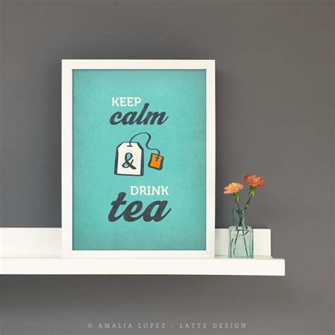 Keep Calm And Drink Tea Print Keep Calm Poster British Poster Etsy Uk