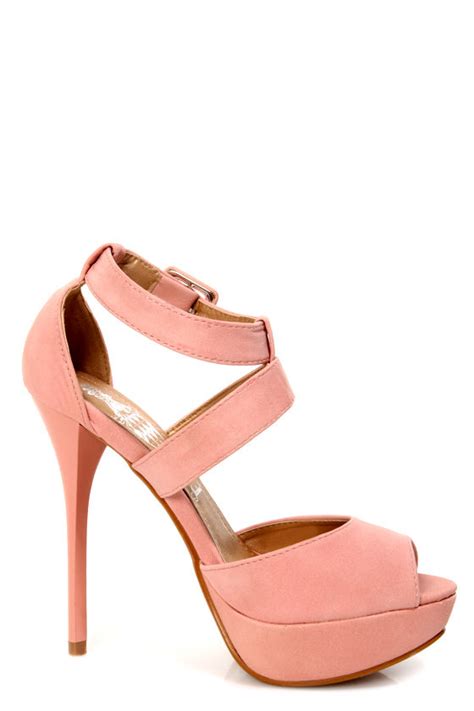 Cherry 1 Blush Pink Peep Toe Platform Heels 2900