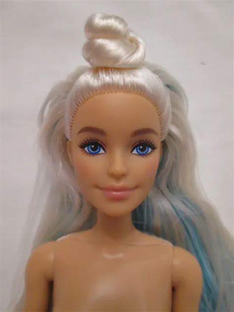 Nude Barbie Extra Doll Platinum Blonde Blue Hair Eyes Millie